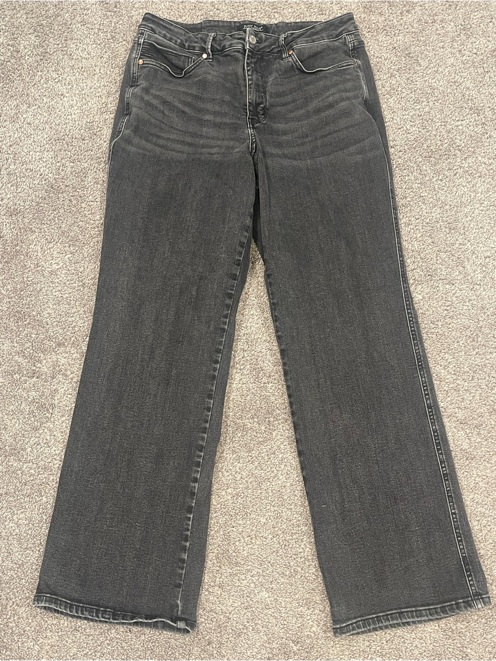 Judy Blue Womens 18W Black Jeans High Rise Wide Leg Stretch Denim 30 Inseam